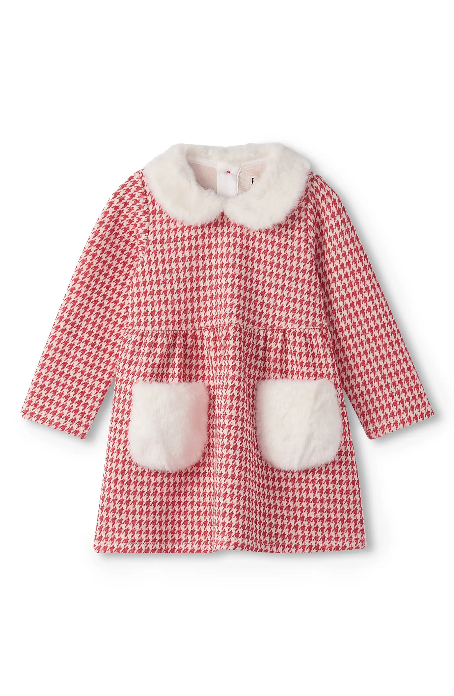 Hatley Red Houndstooth Dress with Faux Fur Trim | Nordstrom | Nordstrom