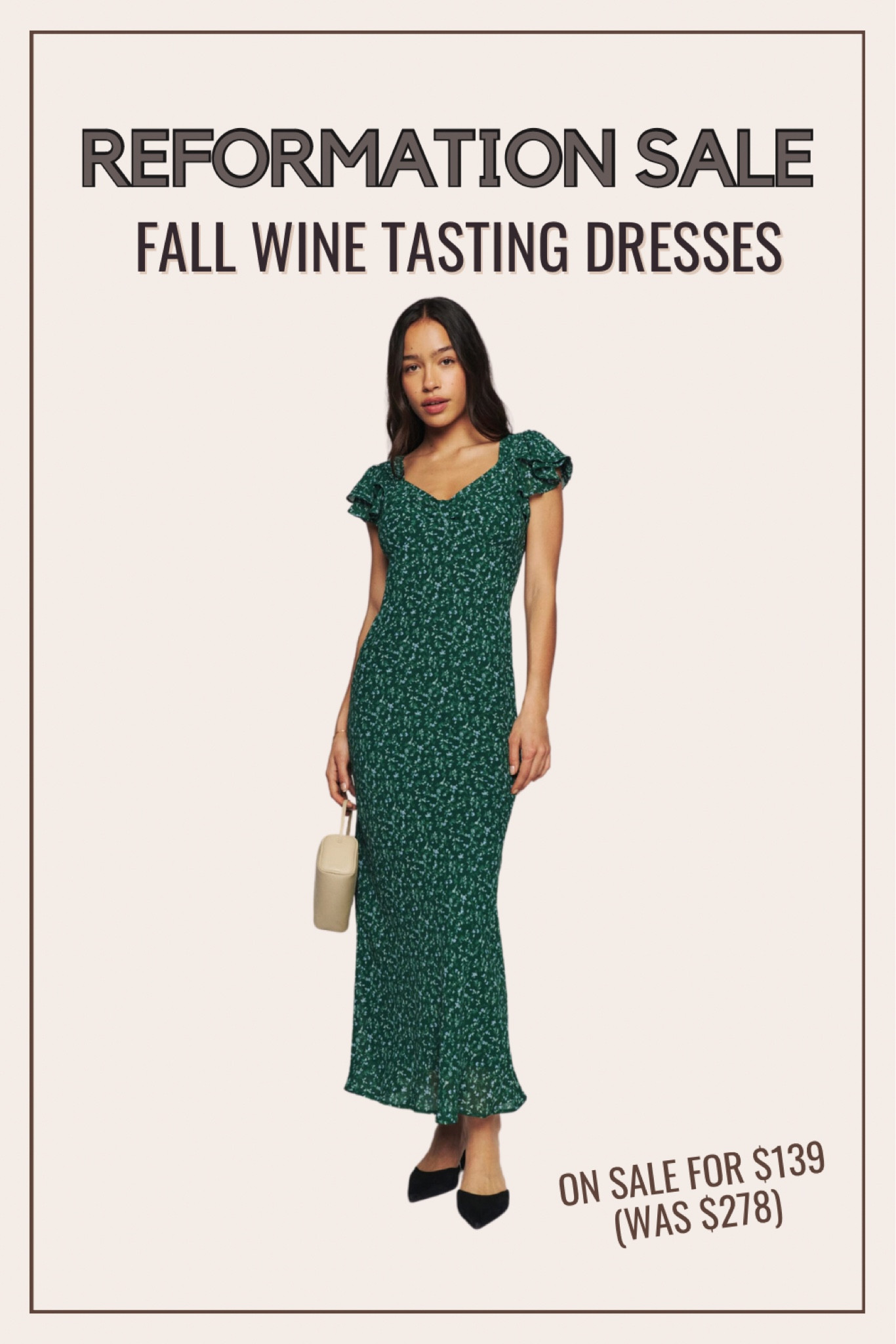 Fall dresses on sale from Reformation! Green midi dress is perfect for a fall vacation, especially wine tasting in Napa. Also would be a great fall wedding guest dress.

#LTKSale #LTKwedding #LTKstyletip