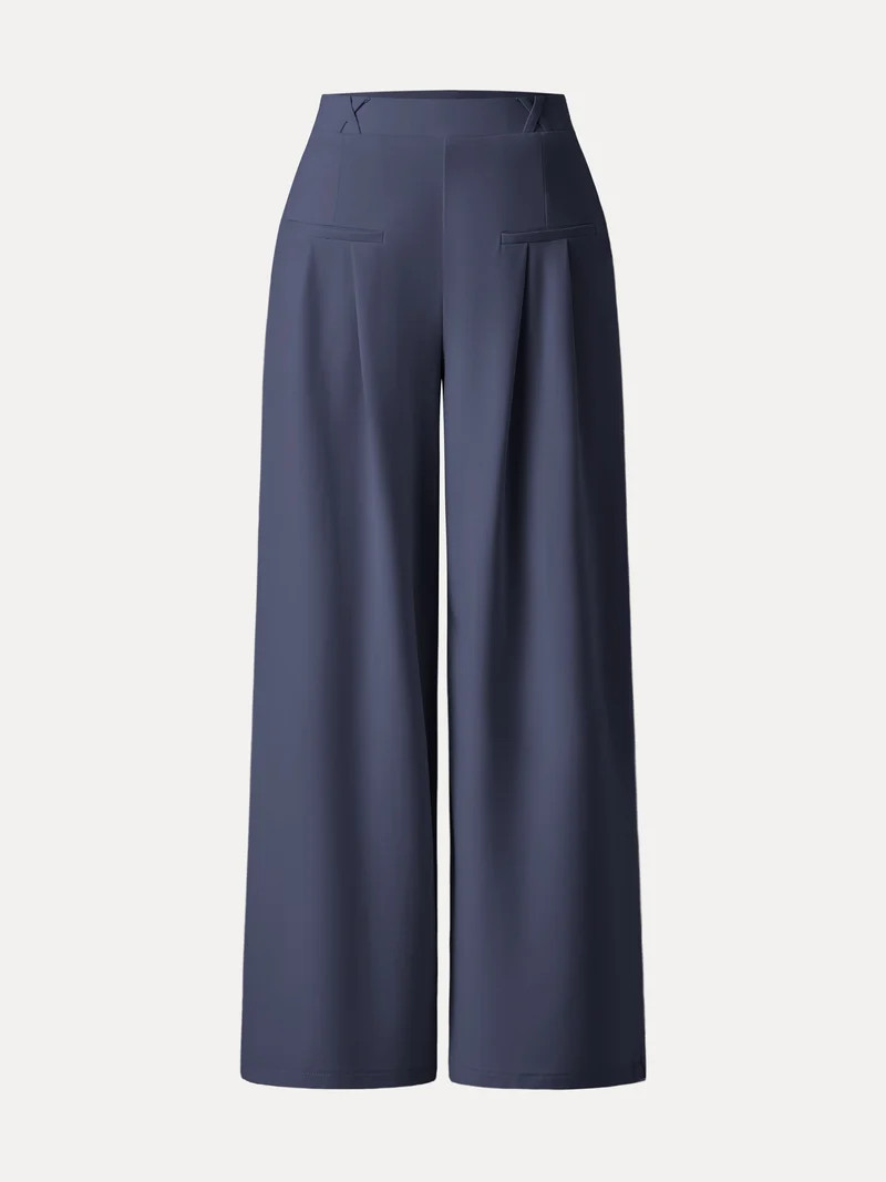 Drapey Bamboo Ponte Mid Rise Wide Leg Trouser with Pockets | OGLmove