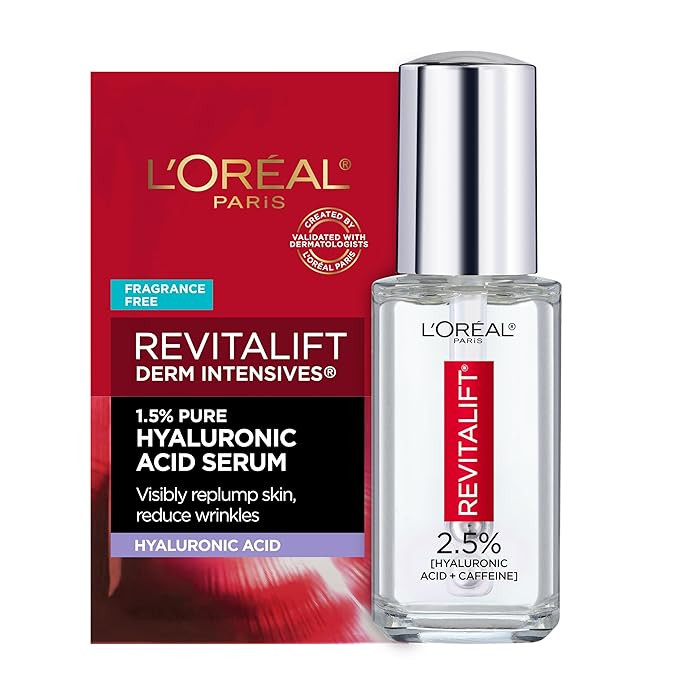 L'Oreal Paris Revitalift Hyaluronic Acid + Caffeine Hydrating Eye Serum for Dark Circles, Fragran... | Amazon (US)