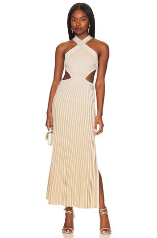 SOVERE Splice Knit Dress in Milk Tea from Revolve.com | Revolve Clothing (Global)