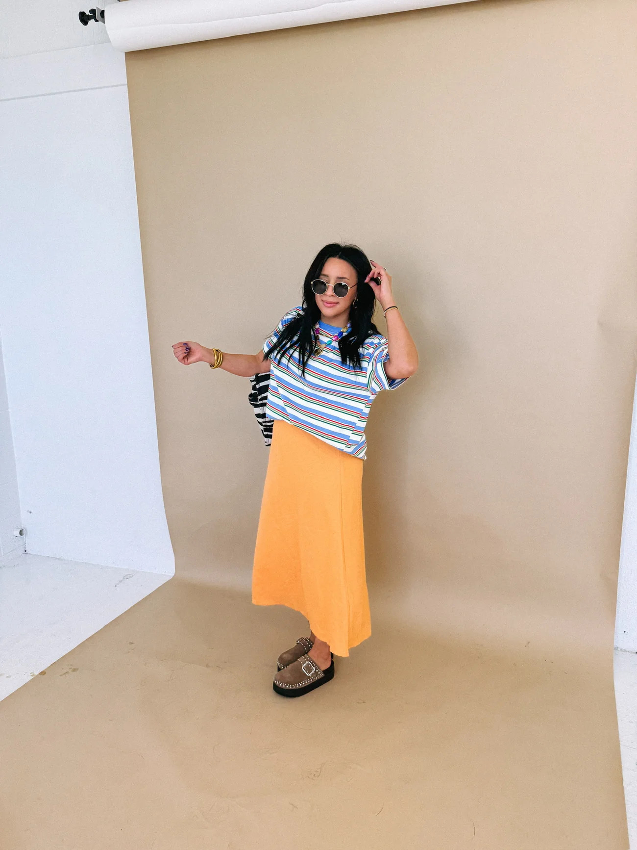 back to the basics midi skirt - orange | Etta+East