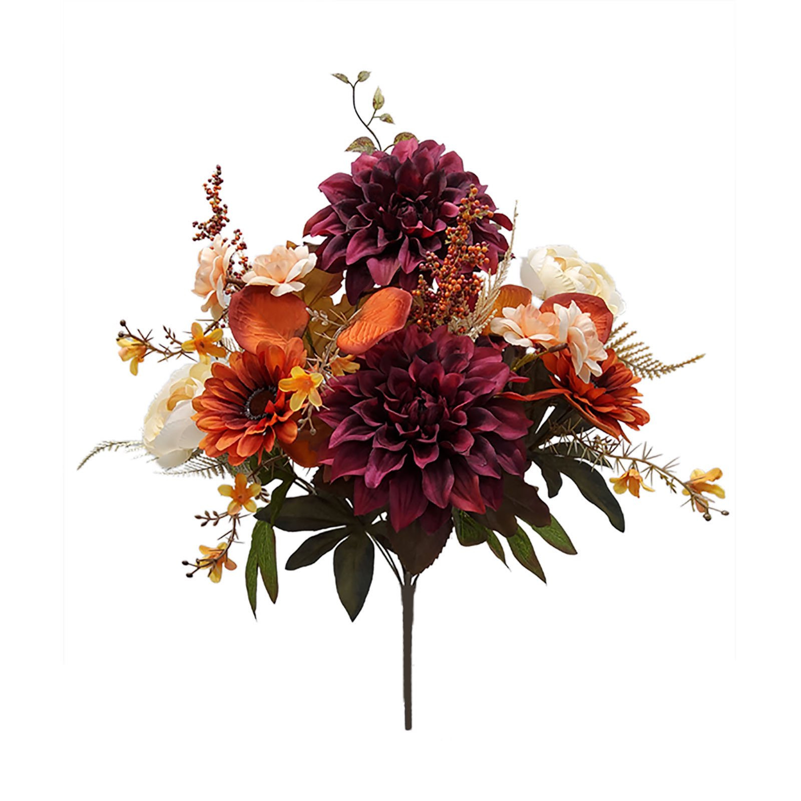 Mainstays 20" Artificial Flower Bouquet, Dahlia and Ranunculus Flowers, Burgundy and Cream Colors... | Walmart (US)