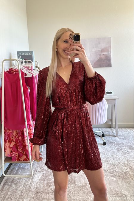 Red sequin dress from Lulus ✨❤️ This is the perfect holiday dress for any upcoming parties or NYE! 

Wearing an XS, fits a little big but not too bad! Great length and stunning sequins! ✨

Holiday outfit, holiday party dress, holiday party outfit, party dress, NYE outfit, New Year’s Eve dress, sequin outfit, sequin dress, rhinestone bow heels, rhinestone heels, bow heels

#LTKHoliday #LTKSeasonal #LTKparties
