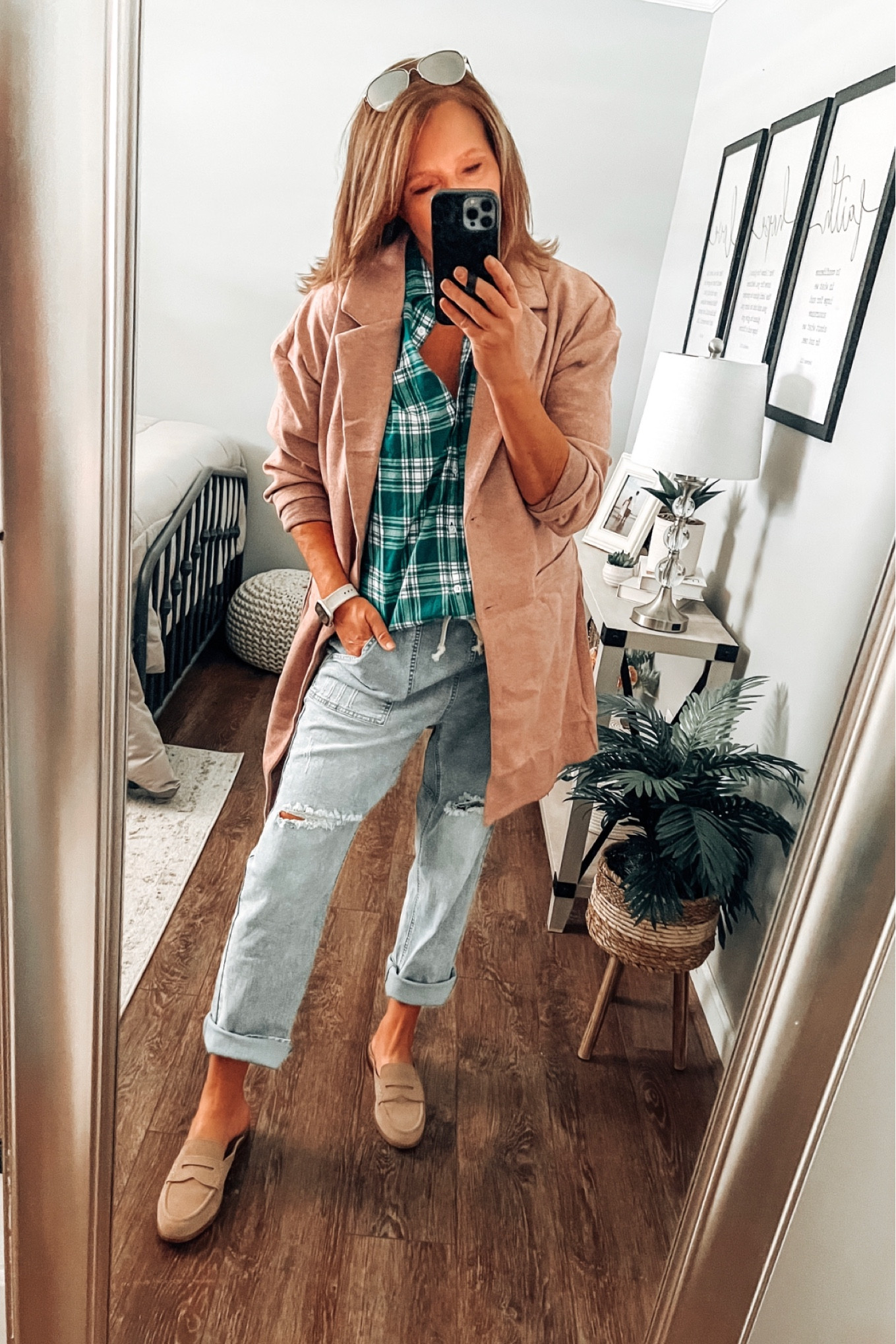 Pull on denim joggers from Amazon, fit tts, more colors. Styled with Best Selling plaid shirt from J.Crew Factory 60% off, mule loafers, lightweight blazer jacket from Amazon, more colors, fits tts 

Fall outfit, travel outfit, jacket, blazer, shirt, jeans, joggers, teacher outfit, casual chic, sale, new arrivals, fall shoes, amazon fashion, Amazon finds

#LTKstyletip #LTKfindsunder50 #LTKsalealert