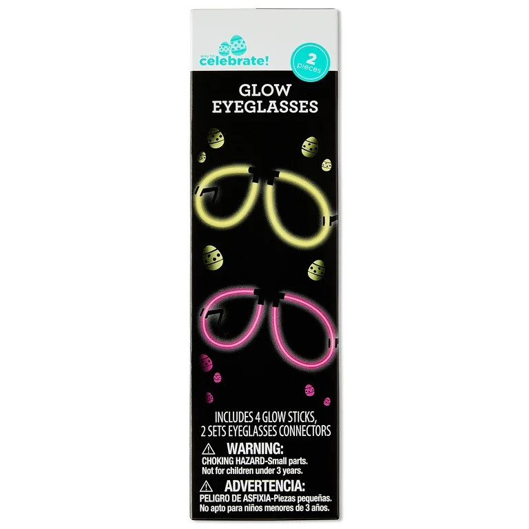 Glow Eyeglasses, Pink and Yellow, 2 Count, Easter by Way To Celebrate | Walmart (US)