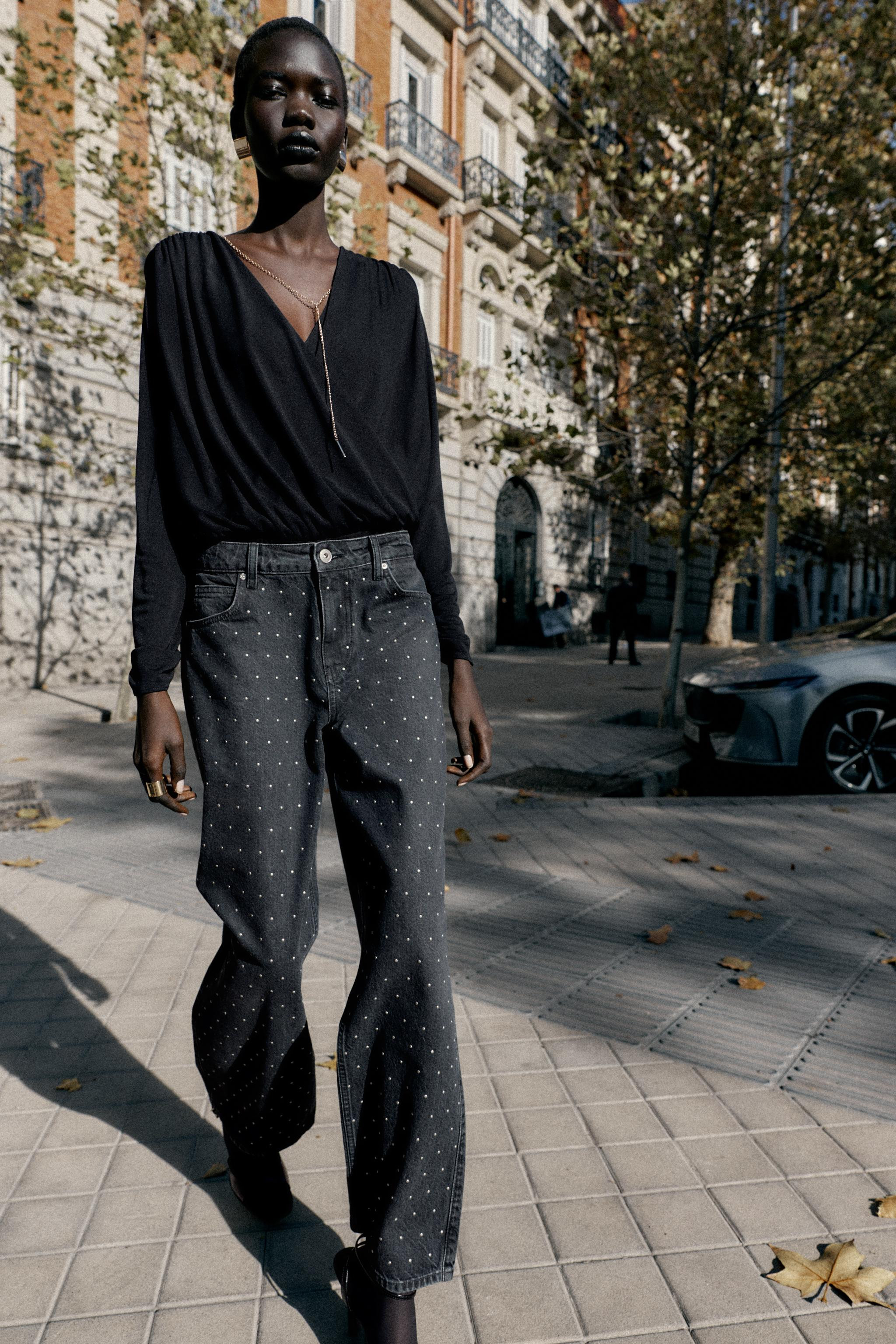 Z1975 LOOSE STRAIGHT HIGH-WAIST SHINY JEANS | Zara UK