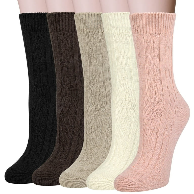 Loritta Wool Socks for Women, 5 Pairs Ladies Cozy Boot Winter Thermal Warm Thick Socks Size 5-9 | Walmart (US)