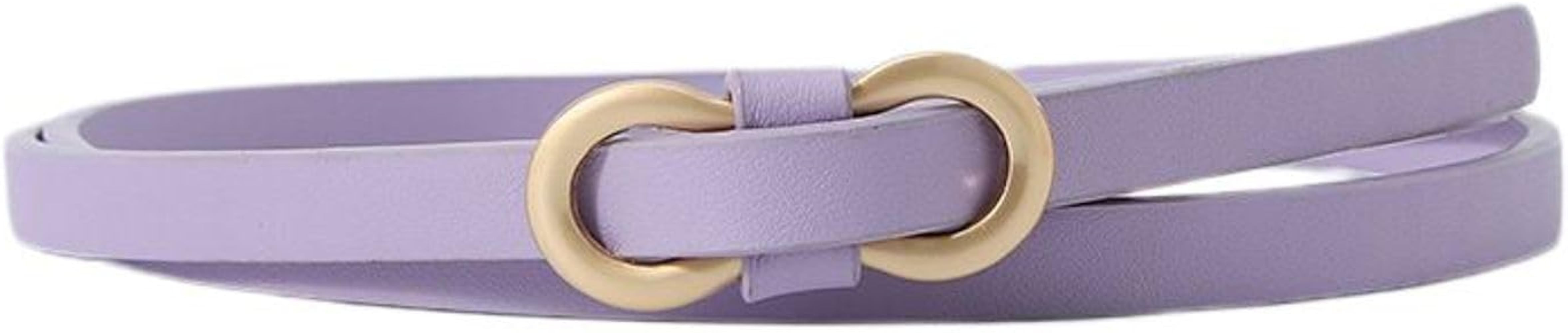 Women's Skinny Belt Buckle Belt Thin For Dress Fashion Metal Buckle Holeless Faux Leather Fall Sl... | Amazon (US)