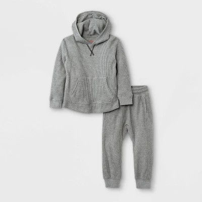 Toddler Boys' 2pc Thermal Hooded Pullover and Knit Jogger Pants Set - Cat & Jack™ Gray | Target