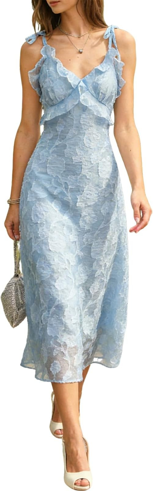 RIHOAS Boho Midi Floral Dress - Elegant Flowy Sundress | Formal-Inspired Outfit for Wedding Guest... | Amazon (US)