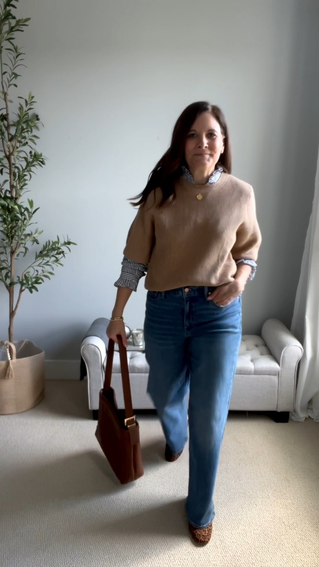 Another way to style this blue and white striped button down from J.Crew Factory. 

FIT NOTES: Striped shirt fits a little small, I sized up to a M. LOFT tan short sleeve sweater (gifted, fits relaxed but TTS, I’m in a S). J.Crew Factory slim wide leg jeans (fit TTS). #FallOutfit

#LTKMidsize #LTKOver40 #LTKStyleTip