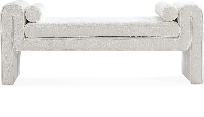 Manhattan Comfort Concord 59" Chenille Bench with 2 Accent Pillows, Modern Upholstered Ottoman En... | Amazon (US)