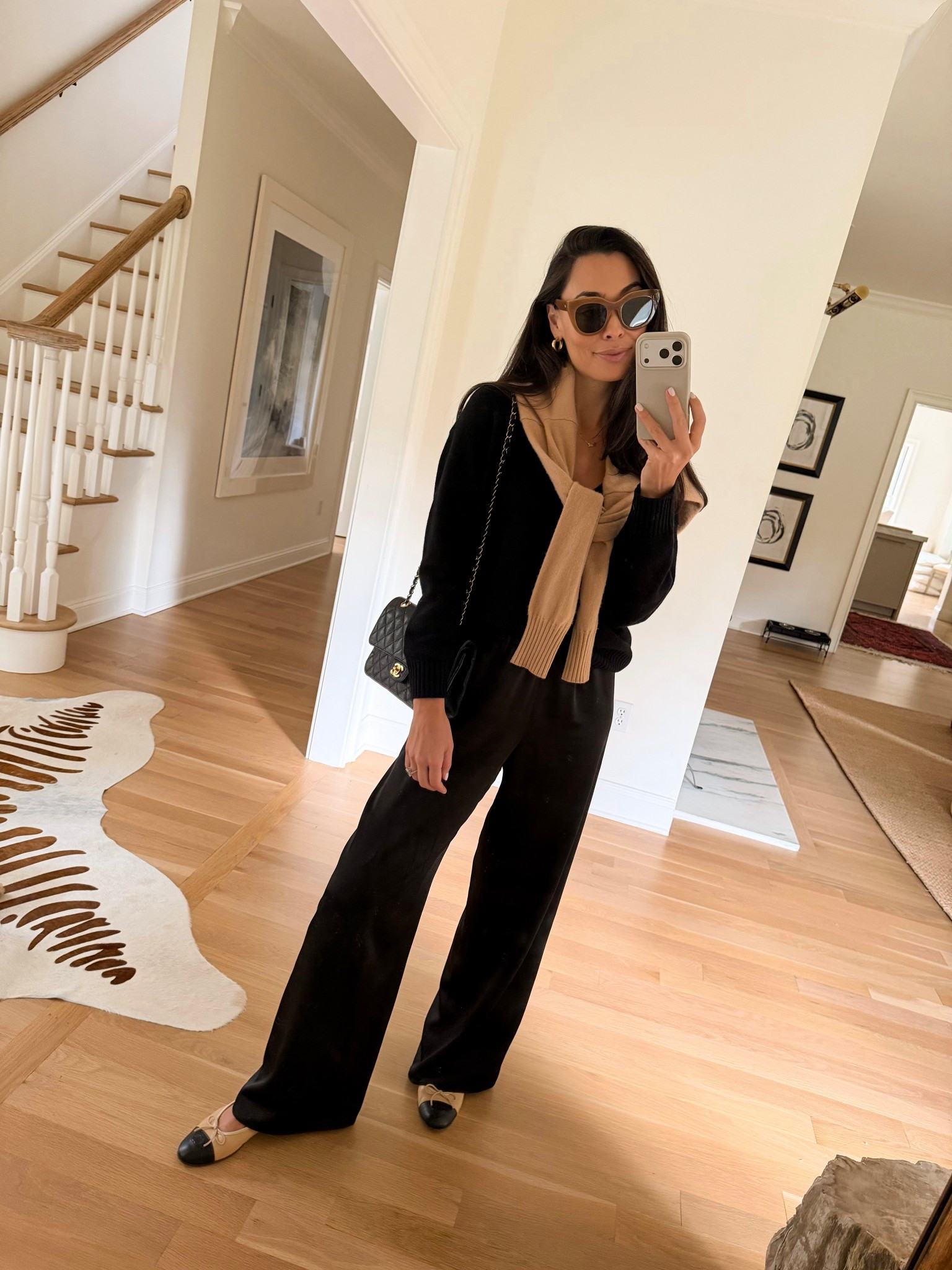 Classic style, holiday outfit, silky pants, Chanel ballet flats, workwear. 

#LTKootd #LTKHoliday #LTKWorkwear