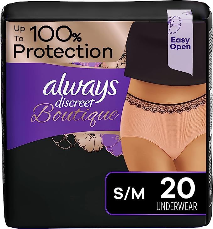Always Discreet Boutique, Incontinence & Postpartum Underwear For Women, High-Rise, Size Small/Me... | Amazon (US)
