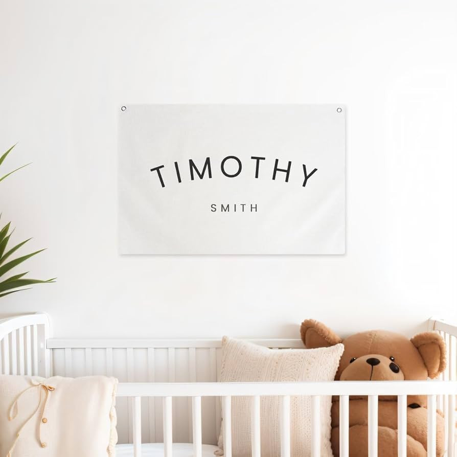 NATVVA Custom Name Canvas Banner Baby Name poster Canvas Hanging Flag for Nursery and Playroom Wa... | Amazon (US)
