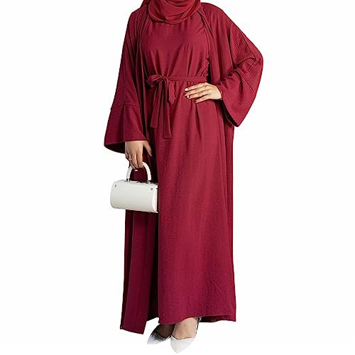 2PCS Women's Muslim Dresses Abaya Islamic Dubai Prayer Dress Robe Long Cardigan Maxi Dress | Amazon (US)