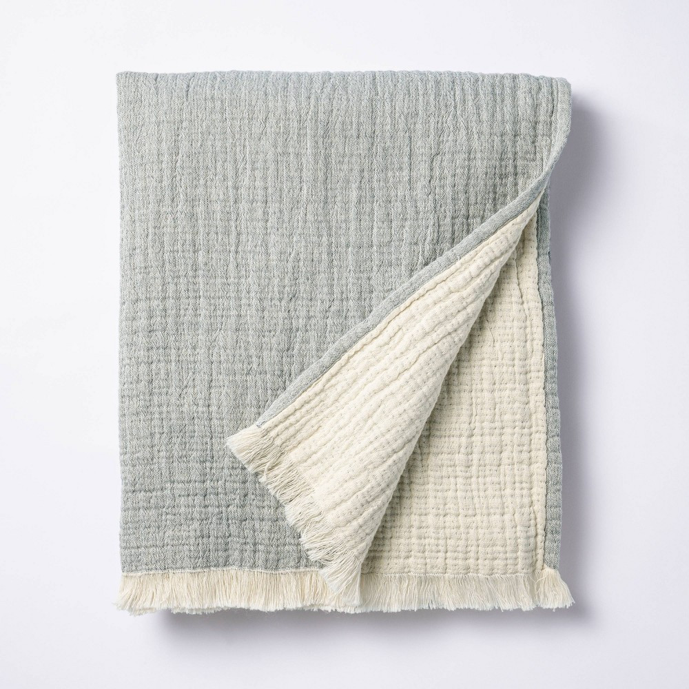 Reversible Gauze Throw Blanket Blue - Threshold designed with Studio McGee | Target