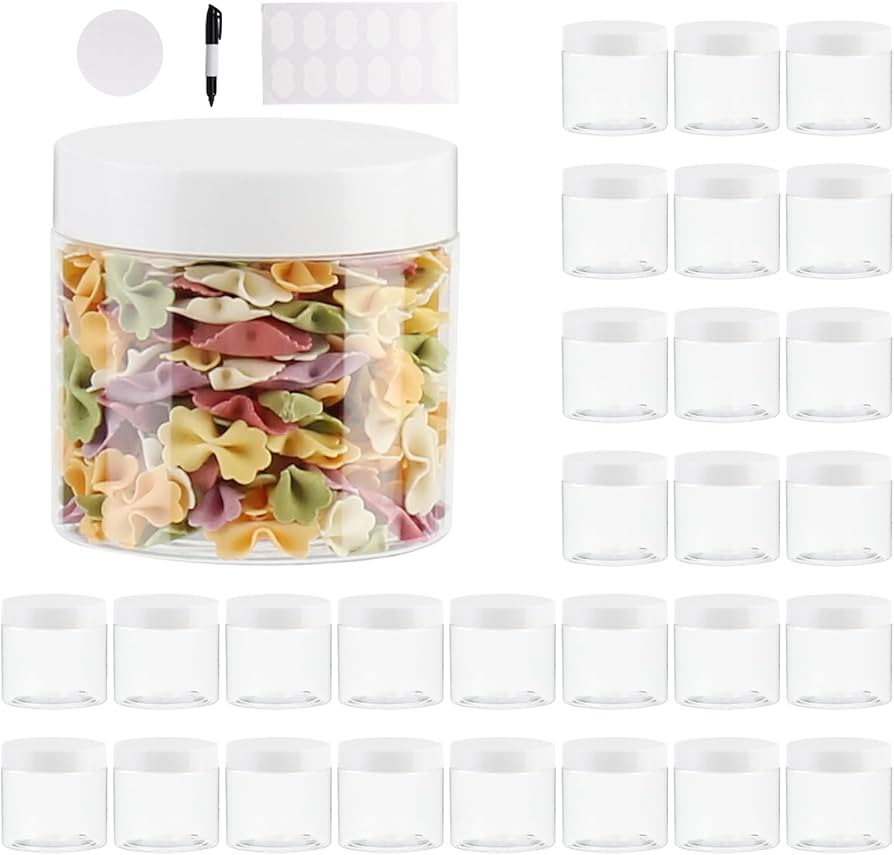 suituts 28 Pack 6oz Plastic Slime Jars/Containers with White Lids, Plastic Jars with Lids, Storag... | Amazon (US)