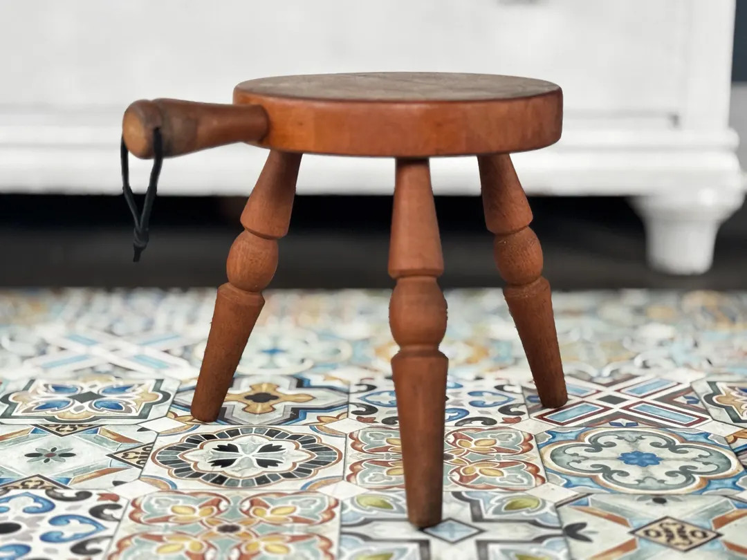 Vintage Wood Milking Stool, Farmhouse Decor, Boho Plant Stand - Etsy | Etsy (US)