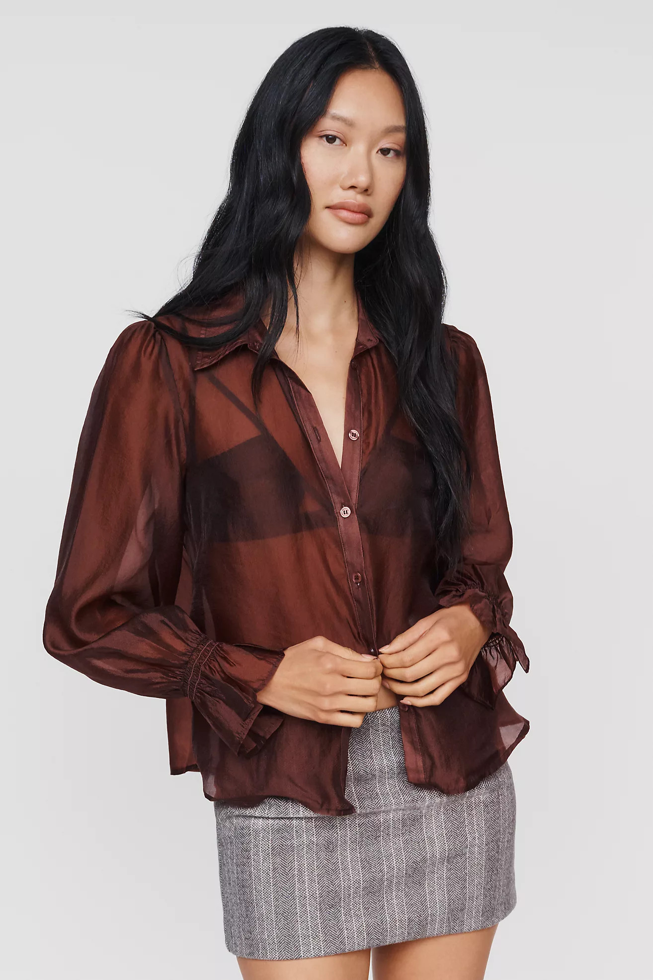 Sheer Bishop Sleeve Blouse | Anthropologie (US)