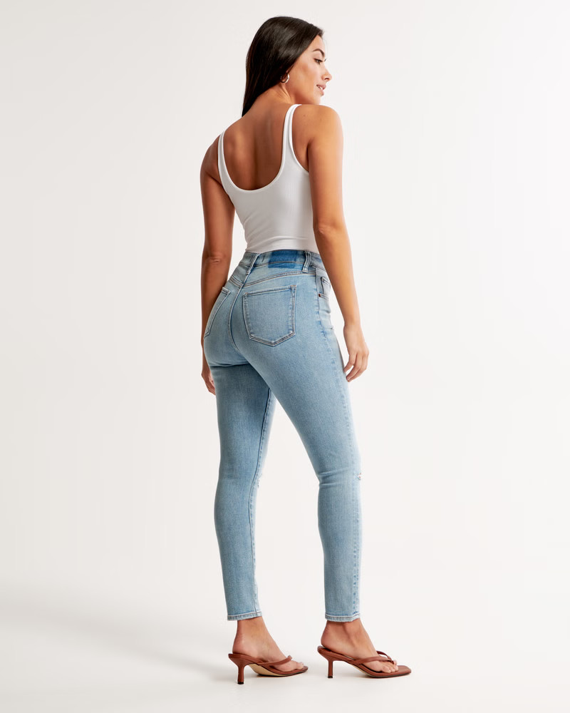 Women's Curve Love High Rise Super Skinny Ankle Jean | Women's Bottoms | Abercrombie.com | Abercrombie & Fitch (US)