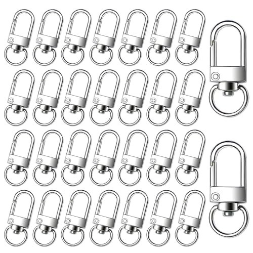 30PCS Metal Lobster Claw Clasps Silver Swivel Snap Hooks with Key Rings, Heavy Duty Keychain Clips for Lanyards, Bags, Purses, Dog Tags, Jewelry Making, Zipper, DIY Crafts Connector Accessories | Amazon (US)