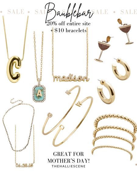 Mother’s Day // jewelry // personalized jewelry// sale // bauble bar // gold jewelry 

#LTKGiftGuide #LTKfindsunder100 #LTKsalealert