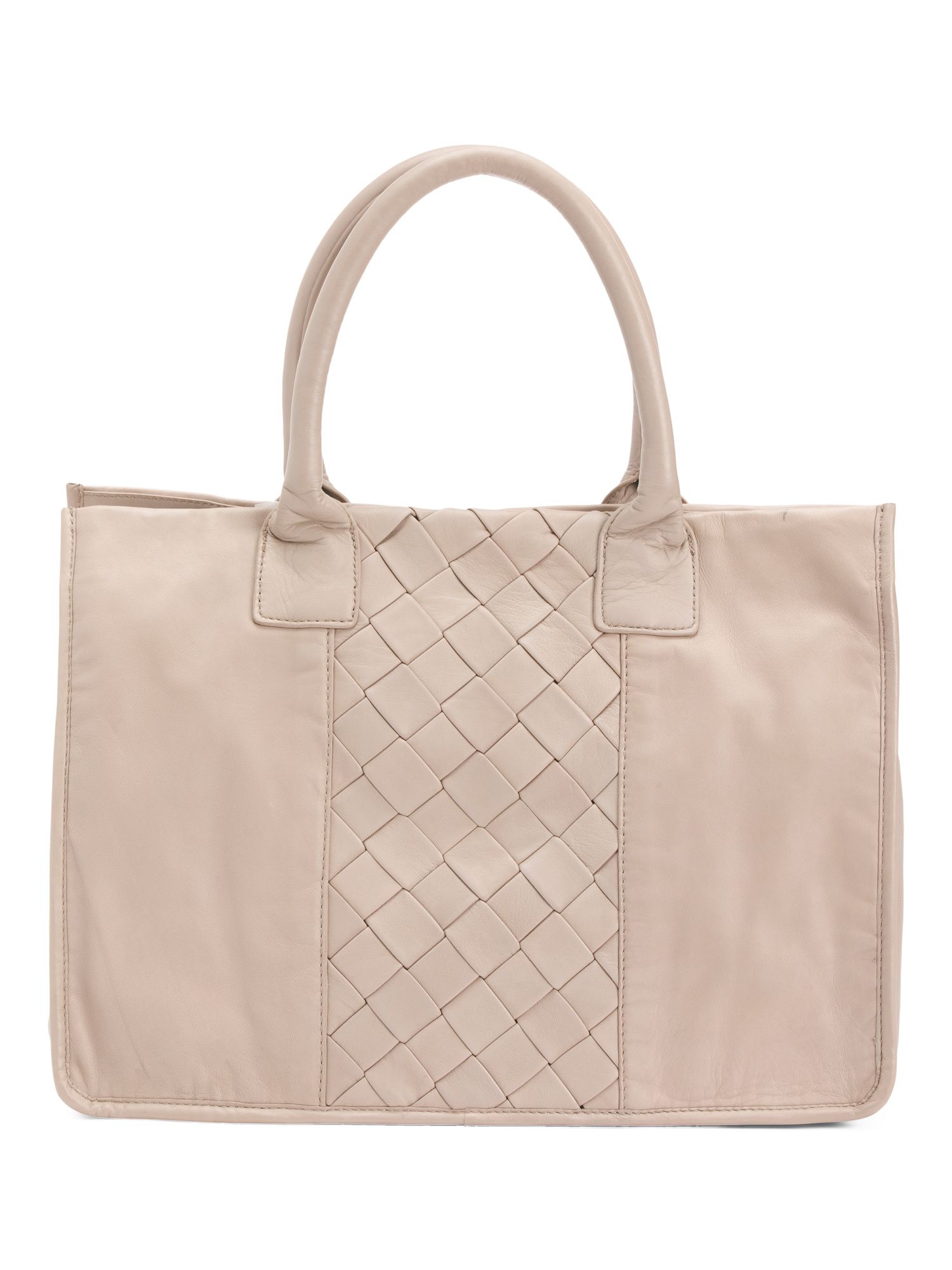 Leather Leori Woven Front Tote | TJ Maxx