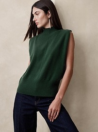 Franca Cashmere Padded-Shoulder Top | Banana Republic (US)
