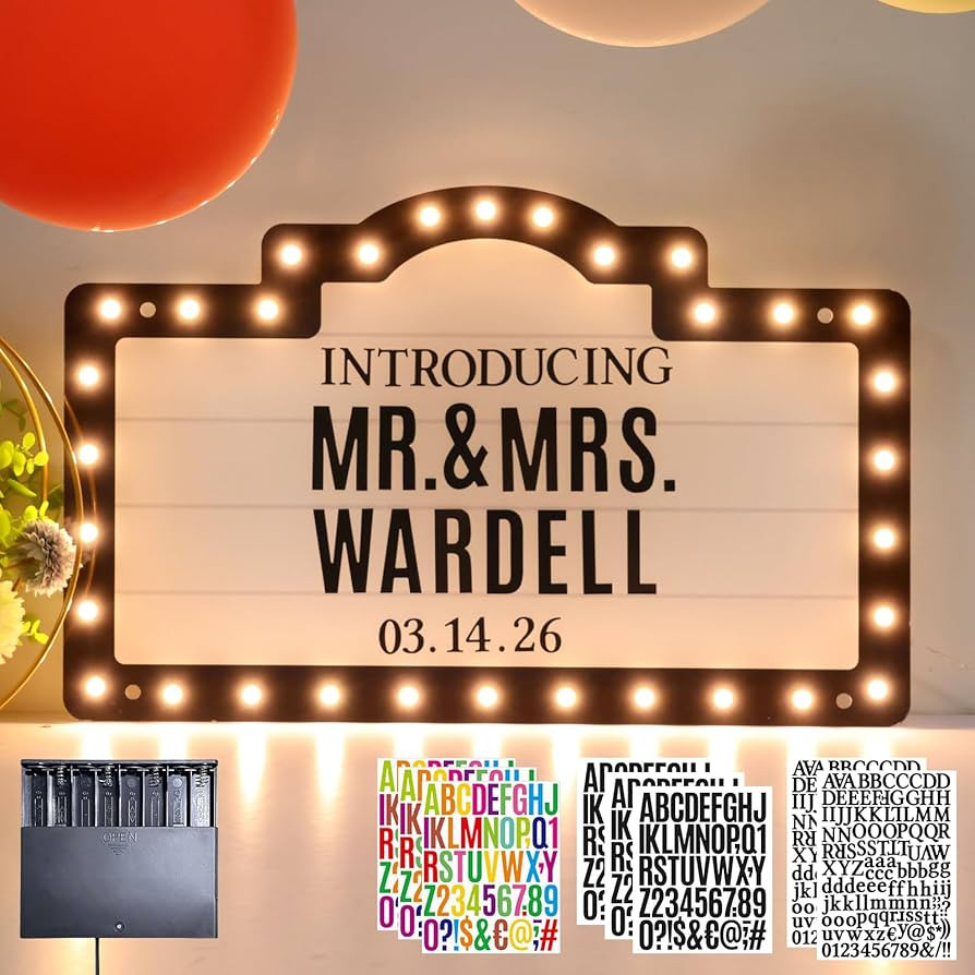 Large LED Wedding Bottle Service Sign, Personalized Marquee Letter Light Sign with Letters Sticke... | Amazon (US)