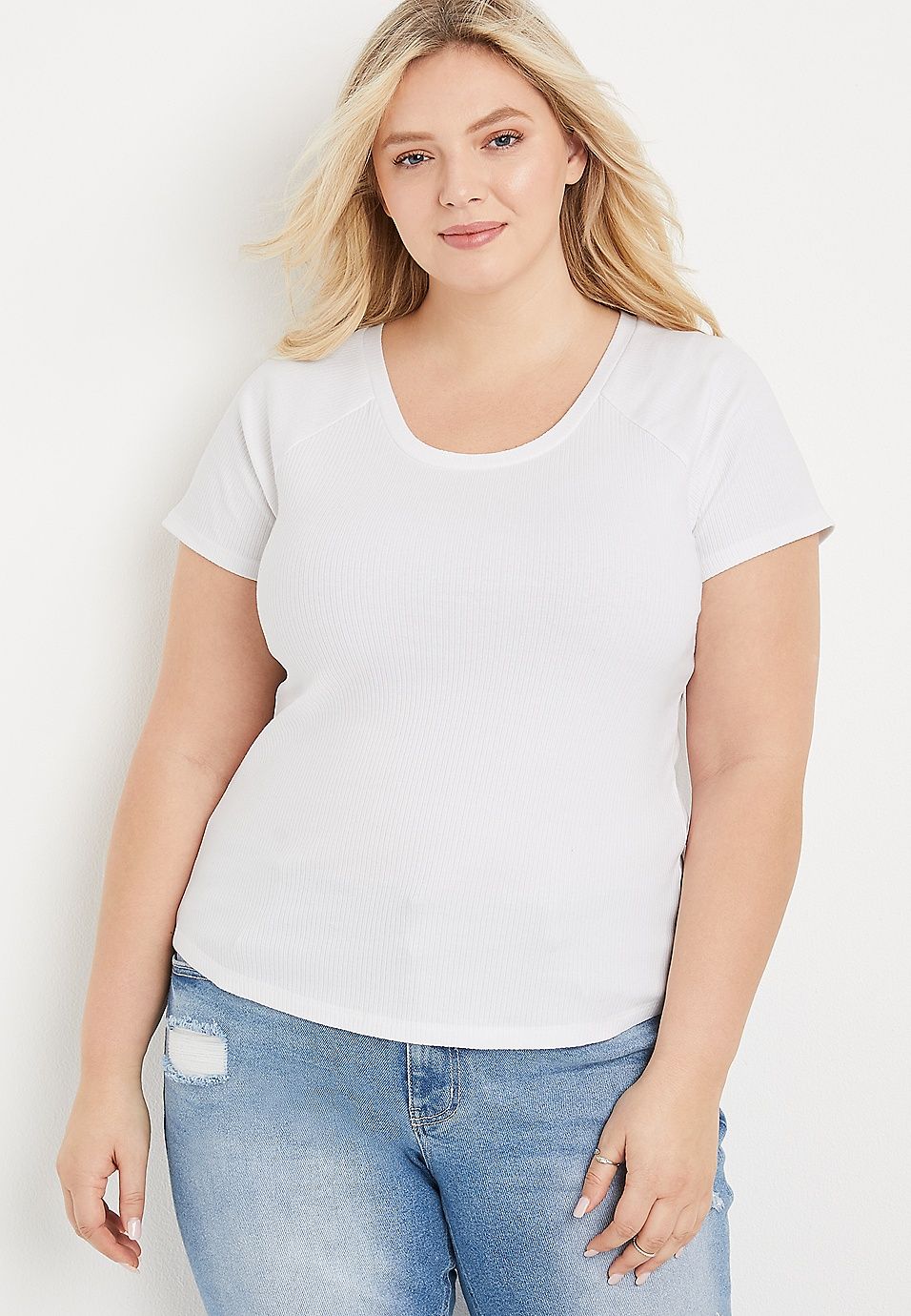 Plus Size 24/7 Jordan Ribbed Scoop Neck Tee | Maurices