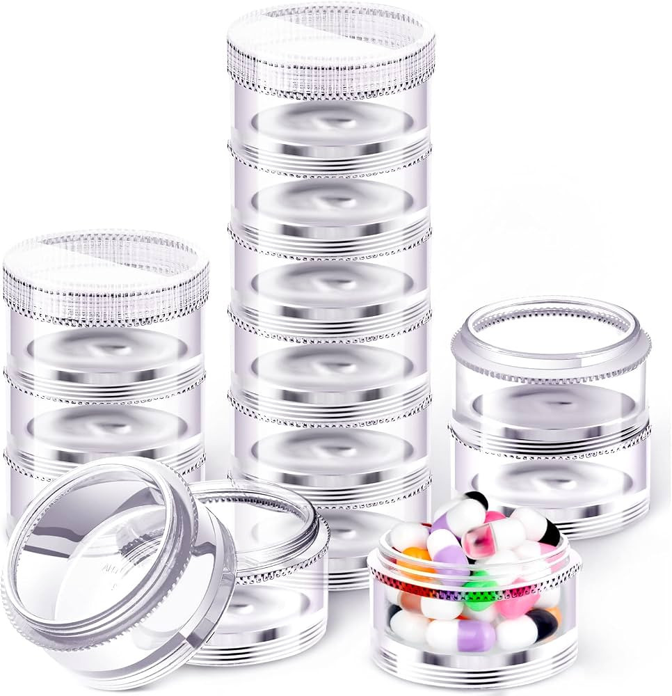 Sieral 2 Pack 7 Day Stackable Pill Organizers Round Pill Organizer Case Stackable Weekly Suppleme... | Amazon (US)