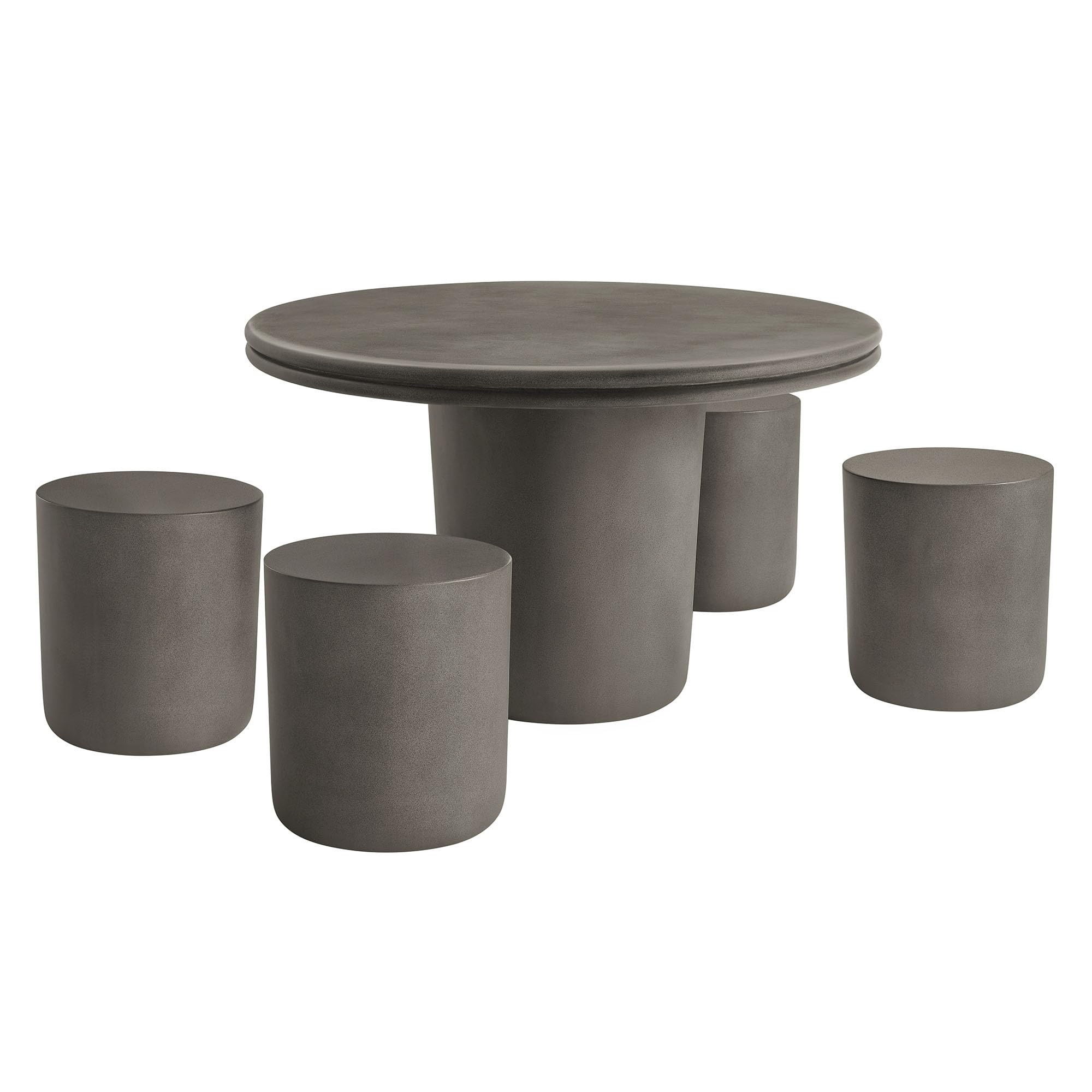 Modway Brion Concrete 5 Piece Dining Table Set in Gray - 48 Inch Round Cement Dining Table with 4... | Amazon (US)