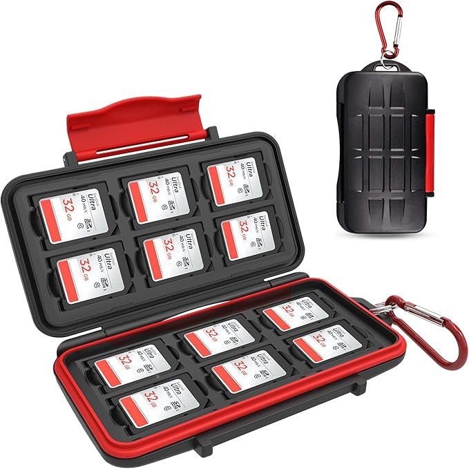 Kiorafoto 12 Slots SD SDHC SDXC Card Holder Case Professional Water-Resistant Anti-Shock Memory C... | Amazon (US)