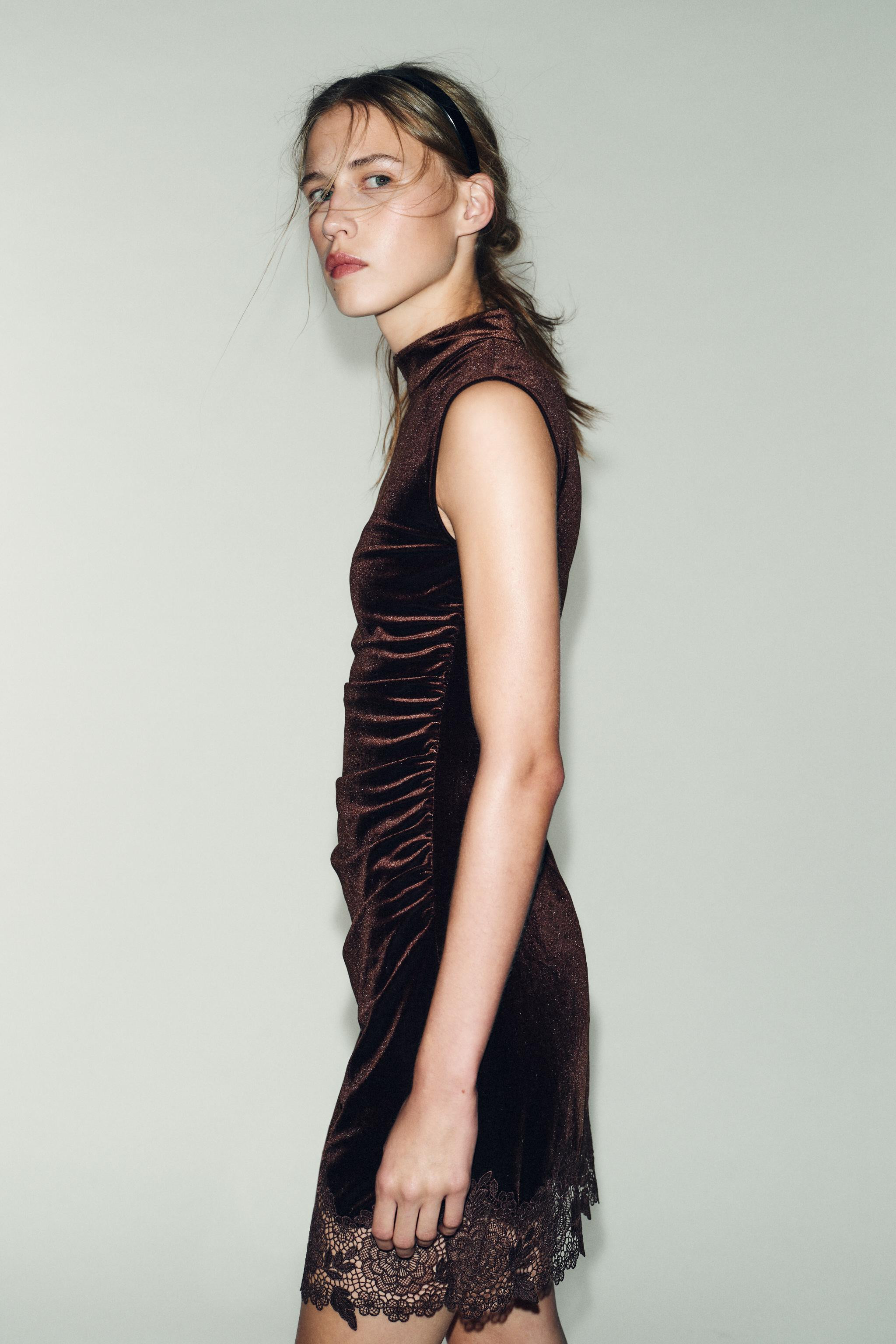 SAMTKLEID MIT SPITZE | Zara DE