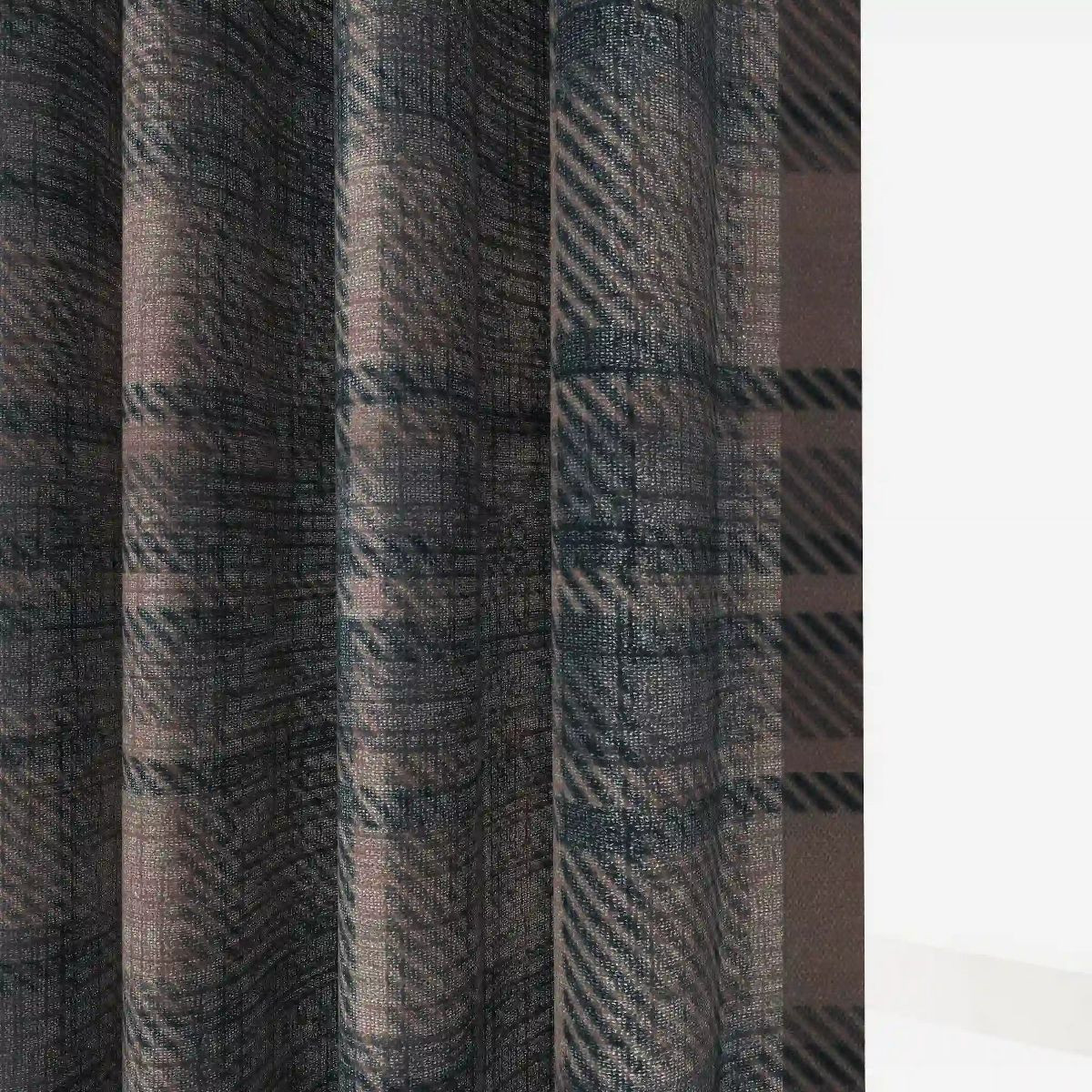 TWOPAGES Linen Plaid Print Drape Pinch Pleat Light Filtering Curtain, 26"x102", Raisin | Target