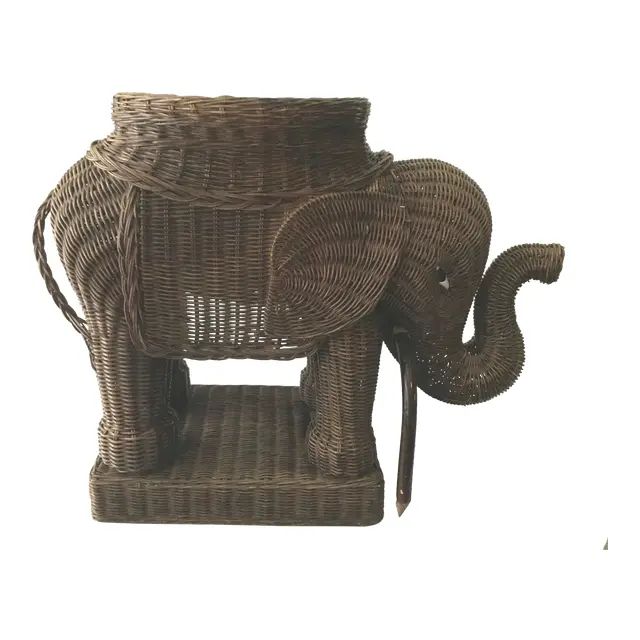 Vintage Palm Beach Regency Wicker Elephant Plant Stand | Chairish