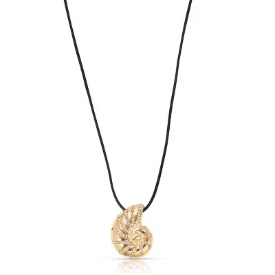 Nautilus Shell Pendant Black Cord Necklace - Ettika | Target
