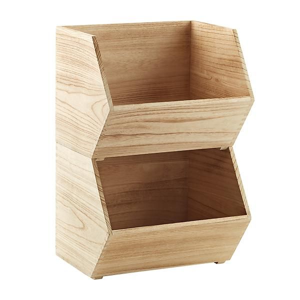 Large Wooden Stacking Bin | The Container Store