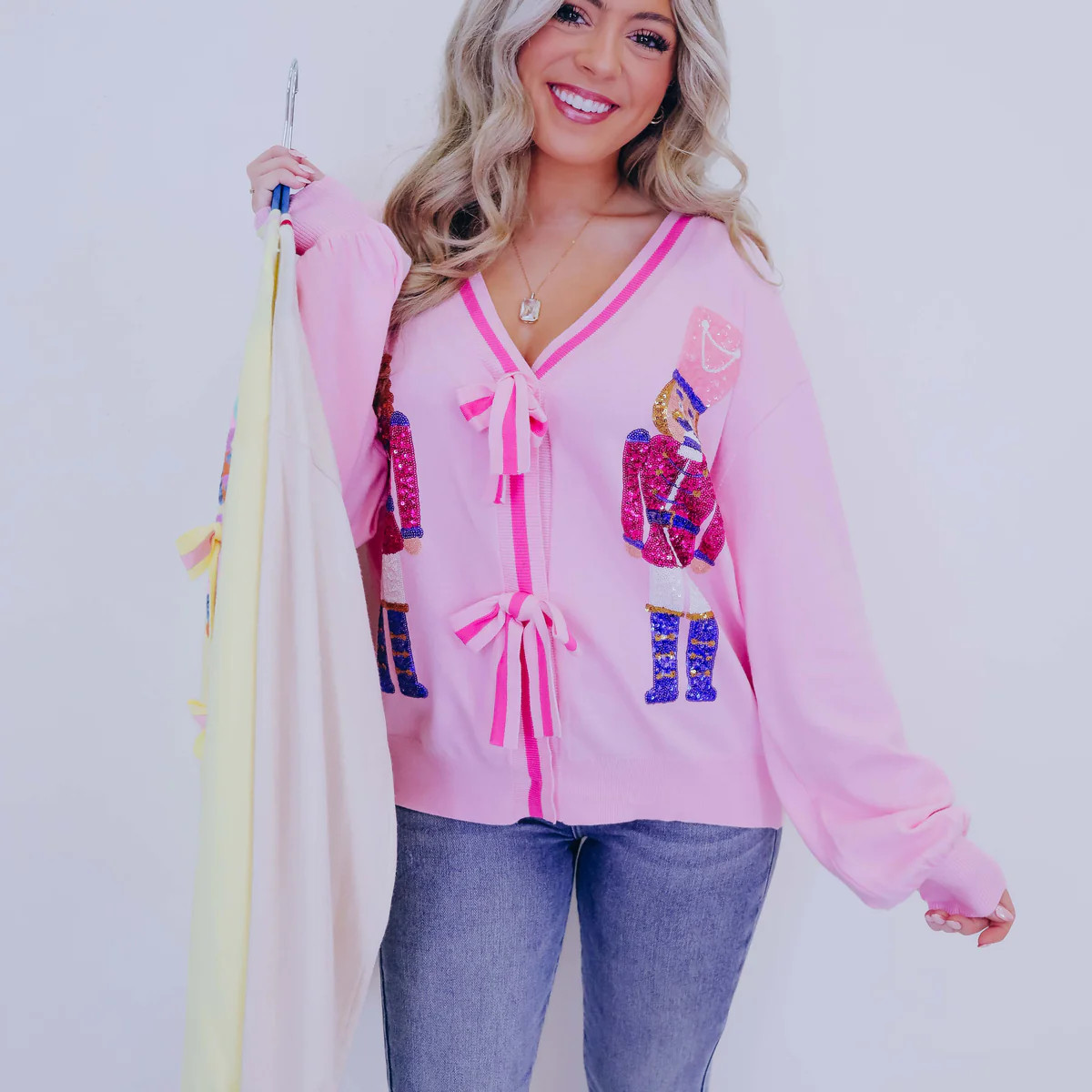 Naiya Sequin Nutcracker N Bow Cardigan - 3 Colors | Whiskey Darling Boutique