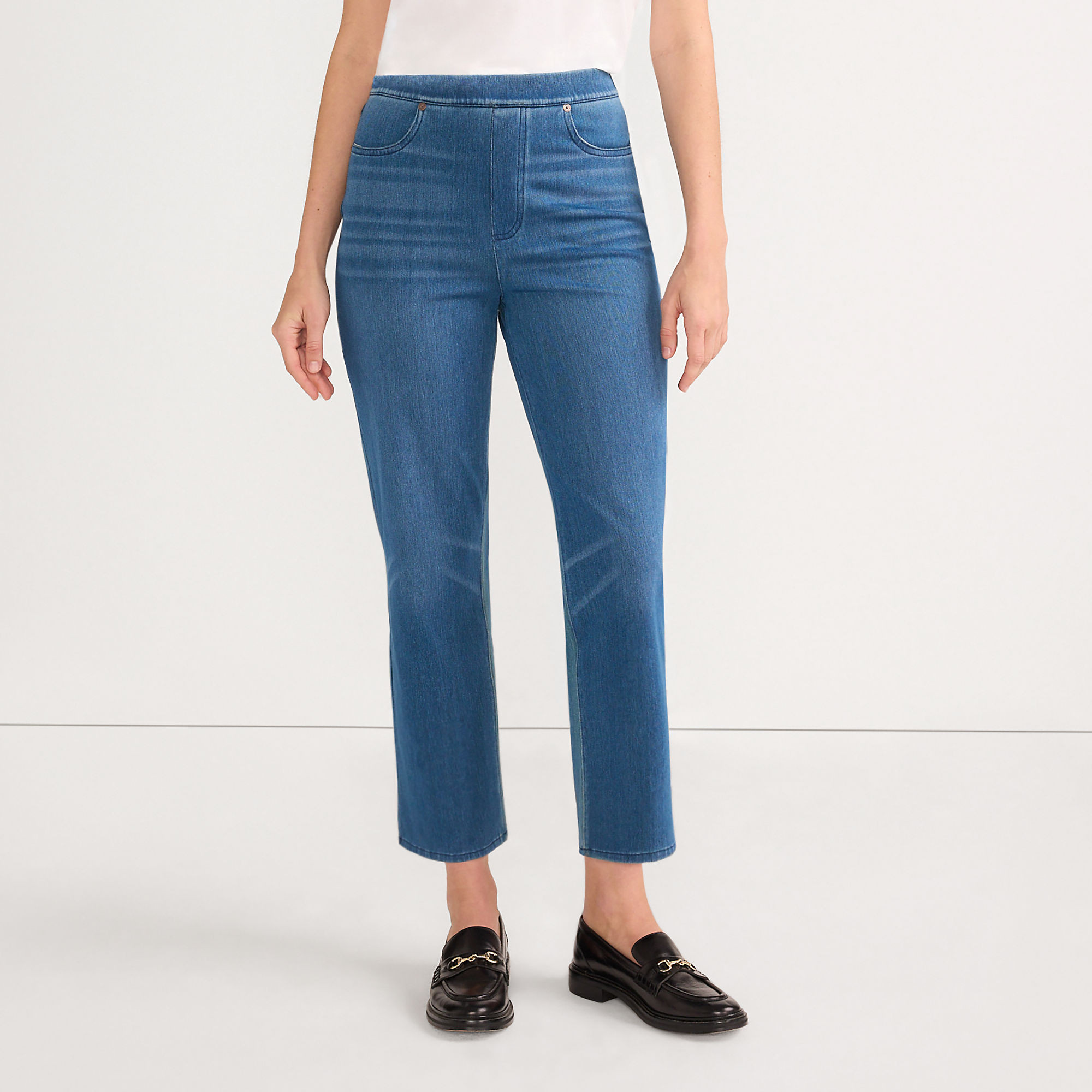 Women's Starfish High Rise Knit Denim Straight Crop Jeans | Lands' End (US)