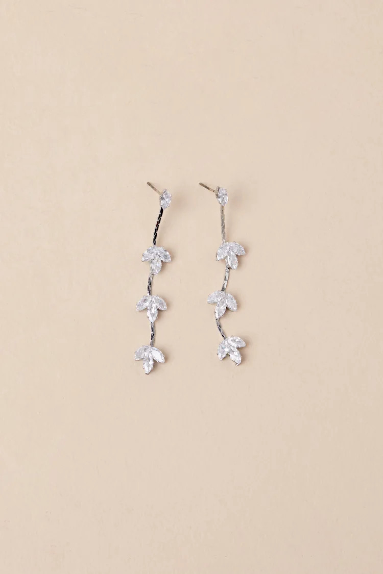 Ksena Silver Rhinestone Drop Earrings | Lulus