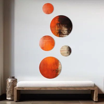 Lyrical Abstraction Collage II - Abstract Collages Round Wall Art Set Of 5 | Wayfair North America