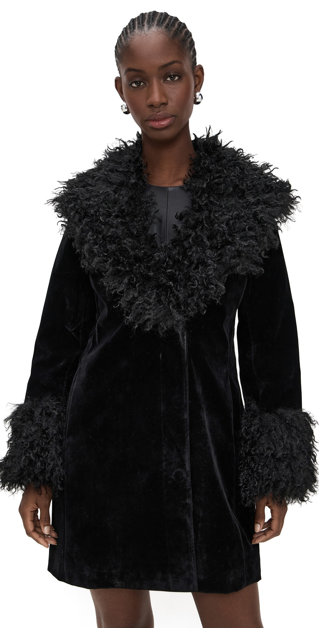 Avec Les Filles Faux Fur Trimmed Tailored Coat Black L | Shopbop
