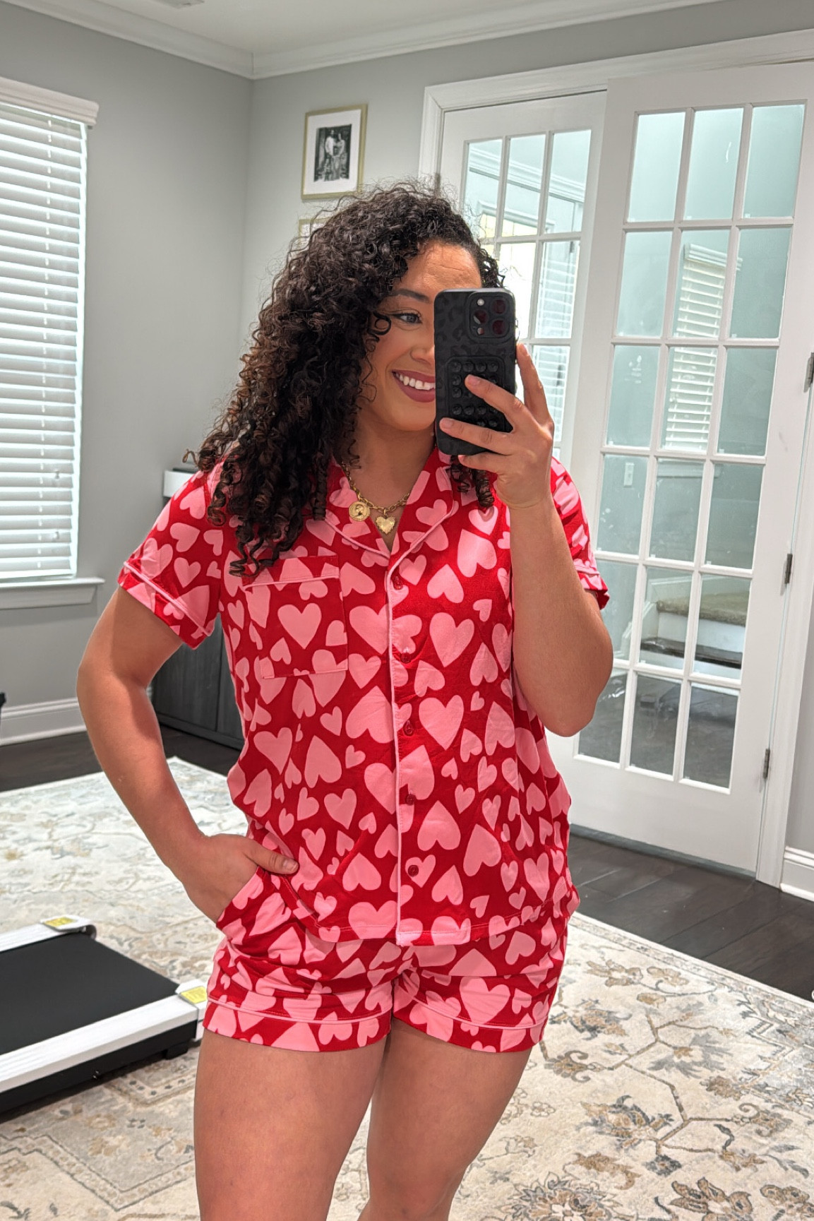 Walmart Valentine’s Day pjs wearing a large #walmart #walmartfashion 
