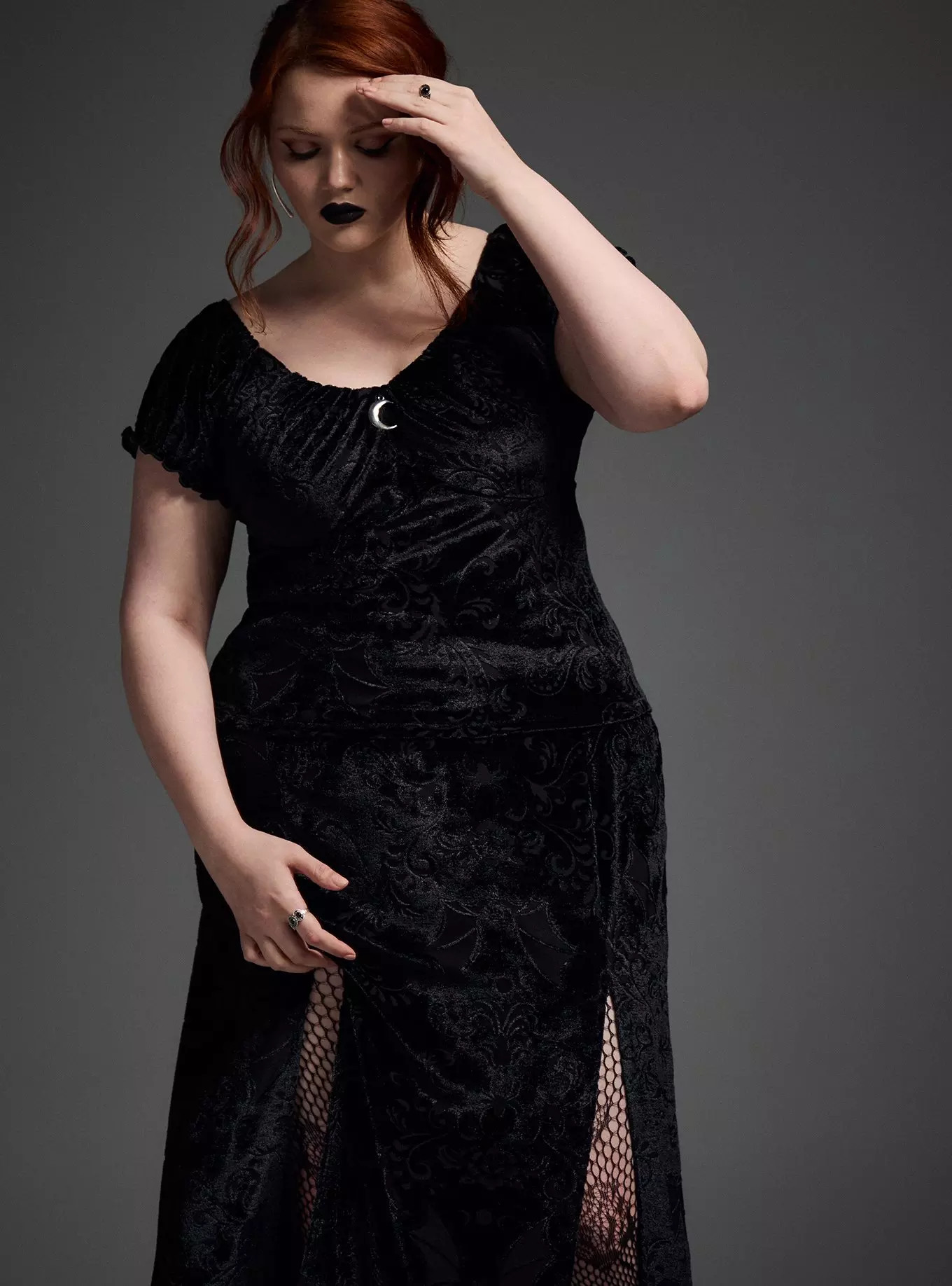 Nightfall Burnout Velour Double Slit Maxi Skirt | Torrid (US & Canada)