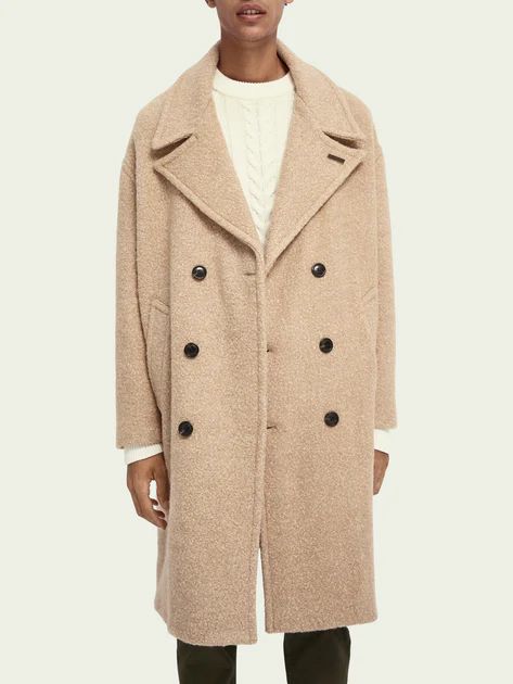 Scotch & Soda Double-breasted Boucle Coat In Oversize Cut | Shop Premium Outlets