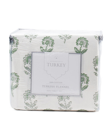 Made In Turkey Edith Floral Flannel Sheet Set | TJ Maxx