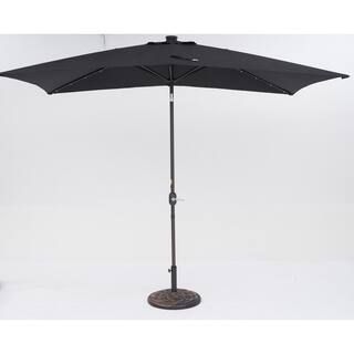 10 ft. Market Patio Umbrella in Black with LED W331-UMB-BLAC | The Home Depot